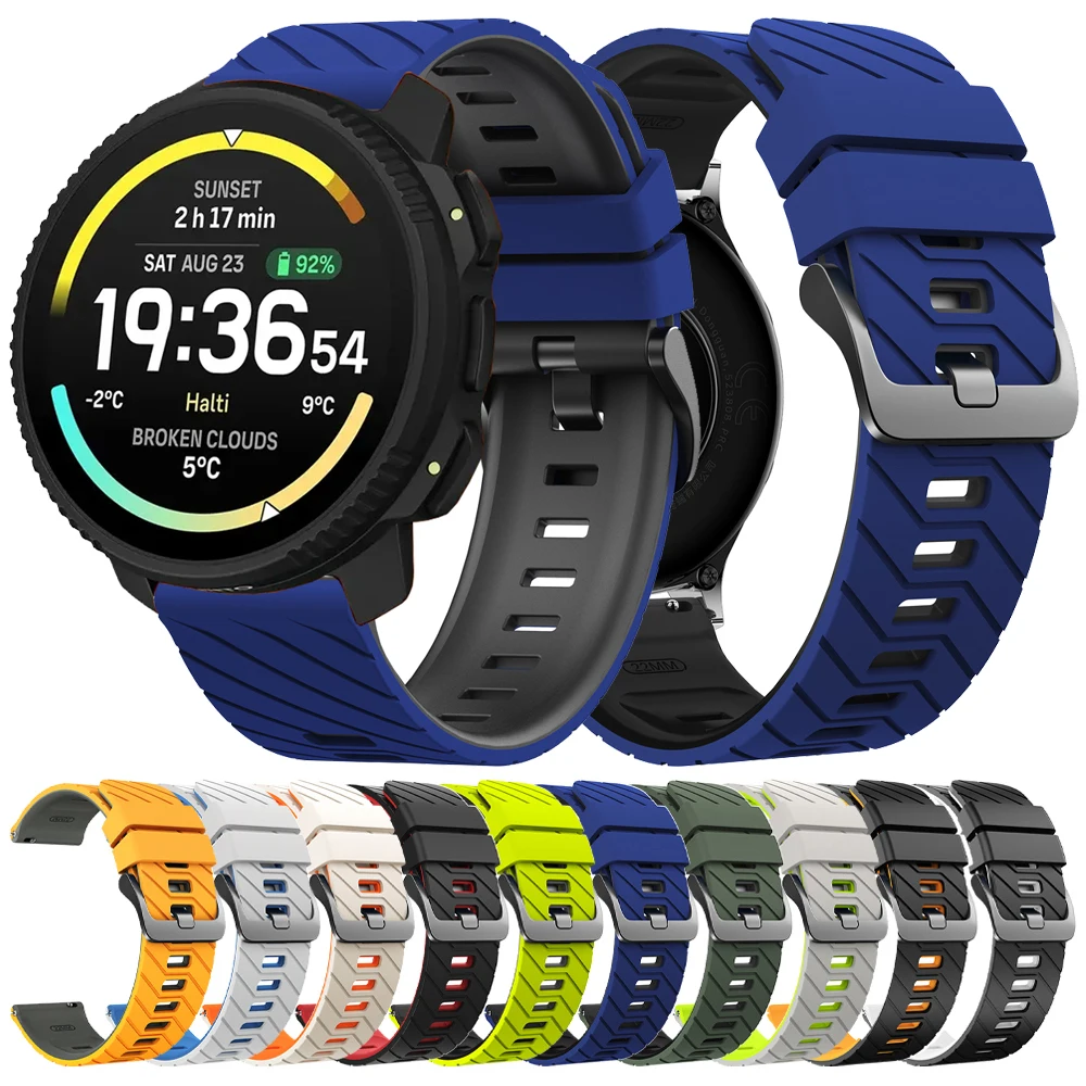 Uhrenarmband 22 mm für Suunto Vertical 2/Ocean/RACE 2/Run, zweifarbiges Silikonband für Suunto 5 9 Peak Pro, Ersatzgürtelarmband