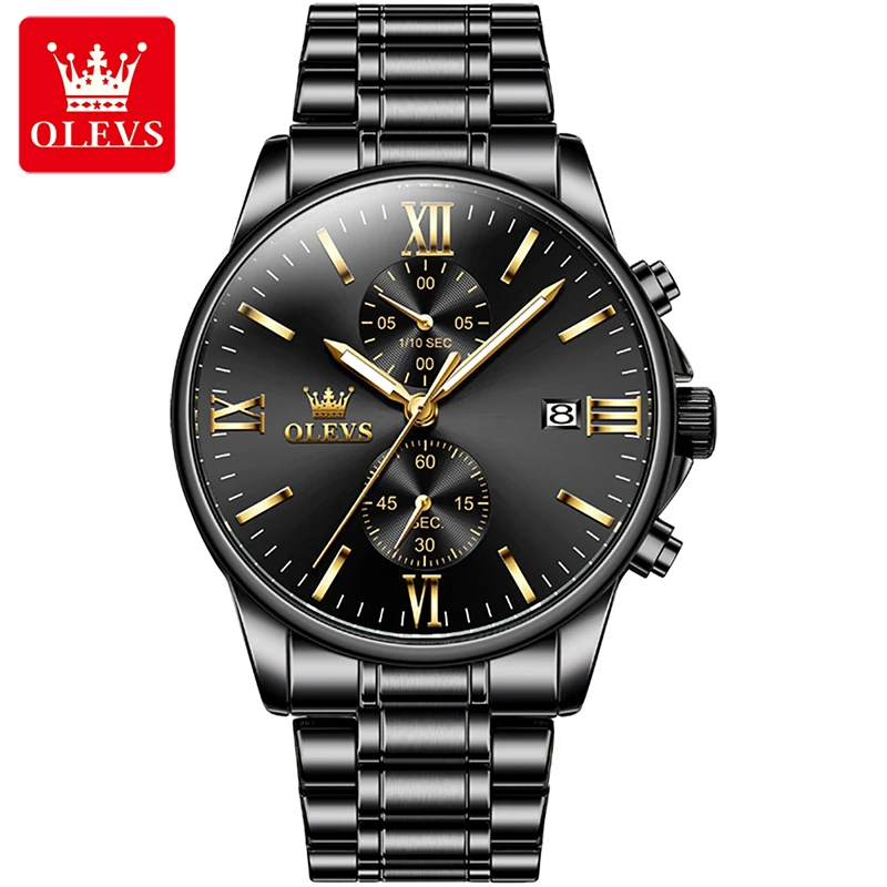 

OLEVS 2024 New Fashion Multifunctional Quartz Mens Watches Three Eye Dial Luminous Waterproof Watch Men Casual Clock Reloj 2886