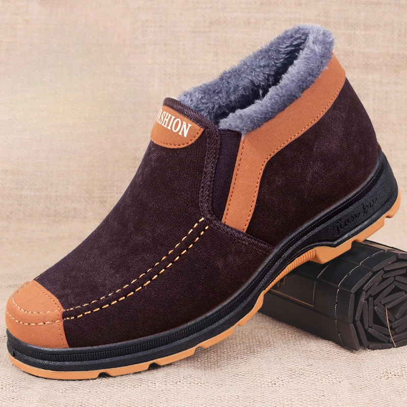 2023 New Men\'s Cotton Shoes Winter Fashion Shoes Men\'s Snow Boots Plush Thickened Comfortable and Warm Walking Shoes boots men