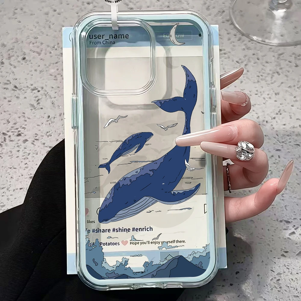 Kreative Wal-Design Transparente 2-in-1 Handyhüllen für iPhone 17 11 12 13 14 15 16 17 Pro Max Plus XR X Air Stoßfeste Hülle – Detail 3