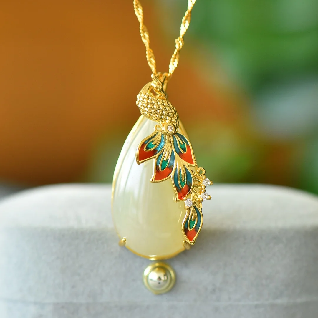 

Wholesale white jade enamel color drop pendant