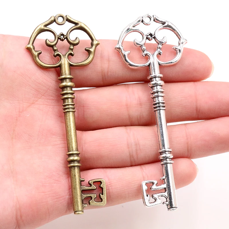 83x31mm 2pcs Bronze Green Gold Colors Antique silver color Plated Key Handmade Charms Pendant:DIY for bracelet necklace