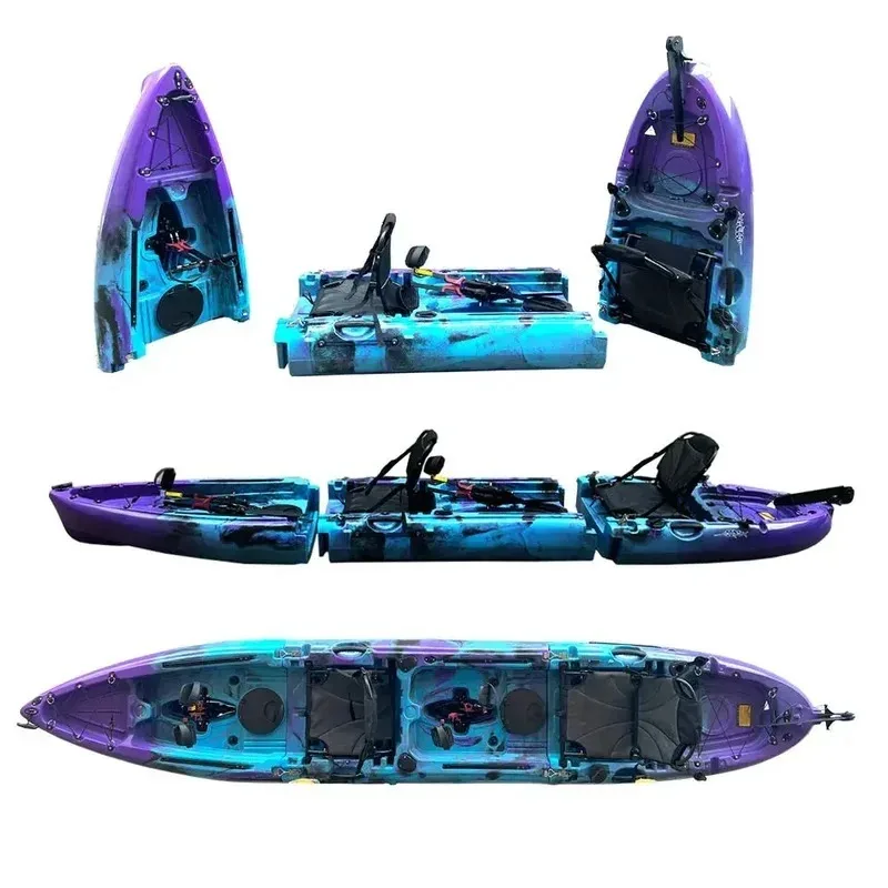 

2024 Hot Selling Kayak New Den 14ft 3 Section Detachle Single Tandem Modular Pedal Kayak Fishing Pedal Kayak