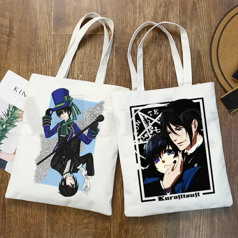 Black Butler Sebastian Ciel Phantomhive Handbags Shoulder Bags Casual Shopping Girls Handbag Women Elegant Canvas Bag