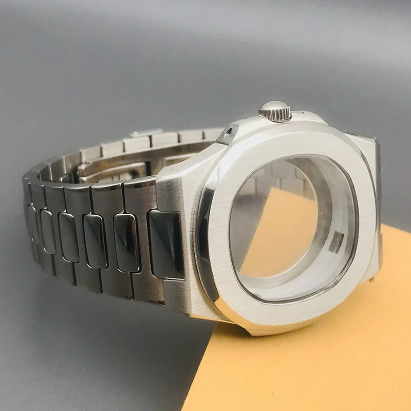 42mm Nautilus Watch Case japan NH35 Replace Case Fit NH35 NH36 7S26 PT5000 Movement Installed Stainless Steel Watch Strap