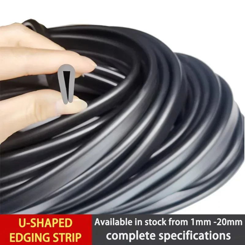 Black U-Shaped Edge Banding Tape Anti Collision Edging Strip Rubber Card Strip Glass Inlay Strip