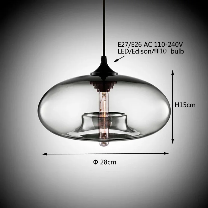 Nordic Creative Loft Pendant Lamps 7 Colors Glass Chandelier Industrial Hanging Lighting Fixtures E27/E26 for Kitchen Restaurant