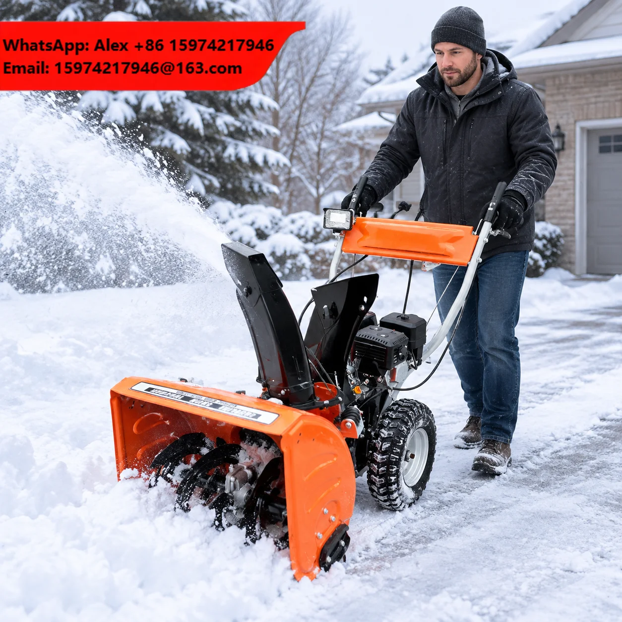 Multifunctional Snow Blower With Snow Plow 6.5HP Gas Powered Snow Removal Machine