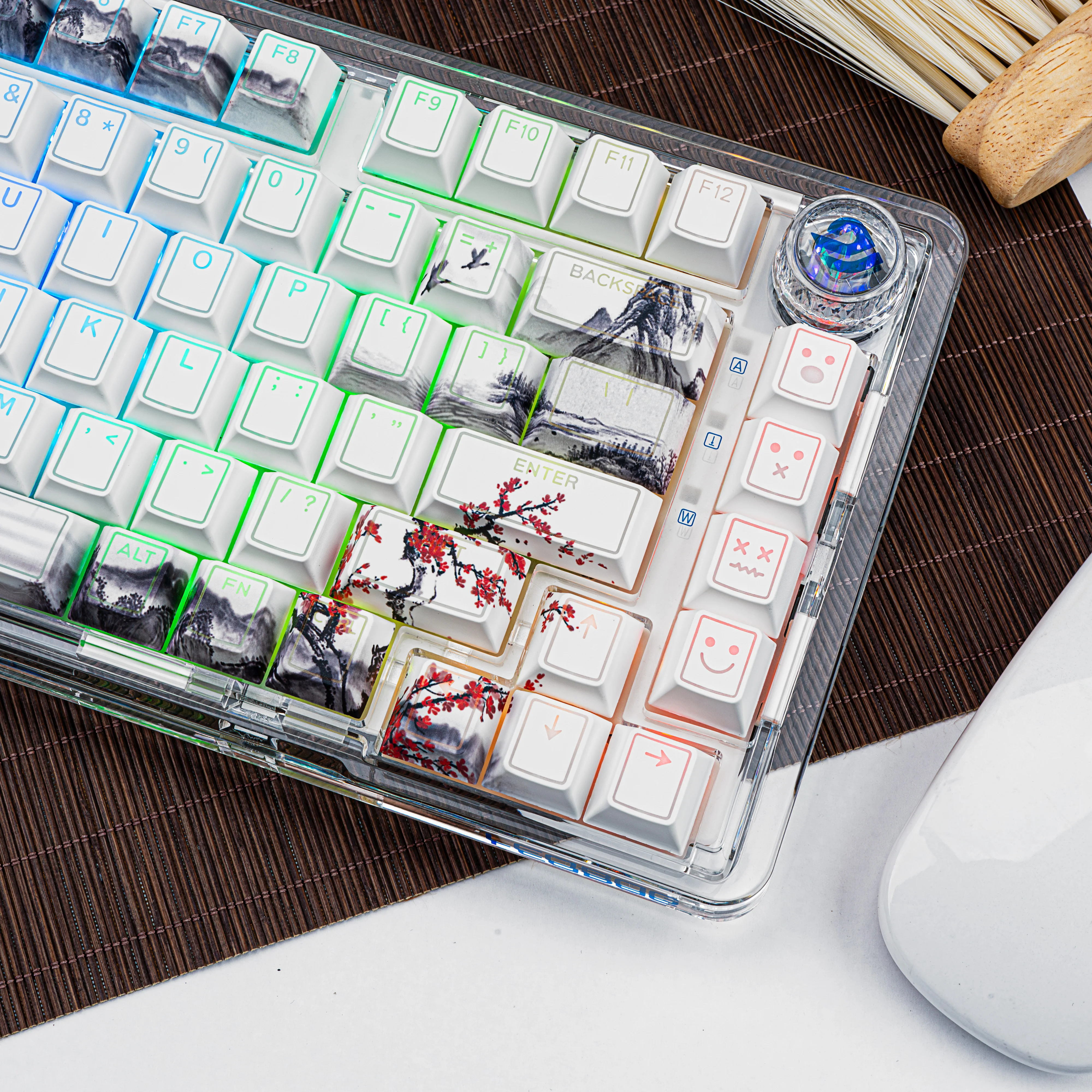 142 مفتاح حبر زهر البرقوق خمسة جوانب صبغ التسامي PBT أغطية المفاتيح تألق مخصص من خلال أغطية المفاتيح لمفاتيح MX لوحة المفاتيح الميكانيكية #5