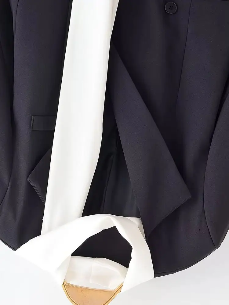 

HH Fashion Female Long Sleeves Casual Loose Street Coat Women Chic Elegant Double Breasted Pocket Lapel Design Black Blazer Coat