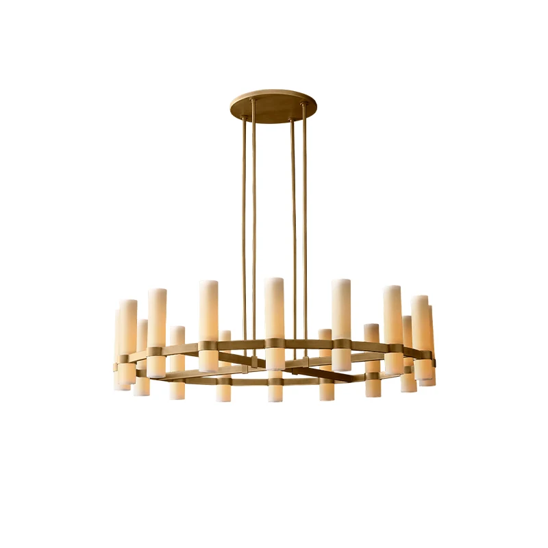 American Vintage 100-160cm White Glass 2026 Chandelier Hanging Lamps Lustre Suspension Luminaire Lampen For Dinning Room