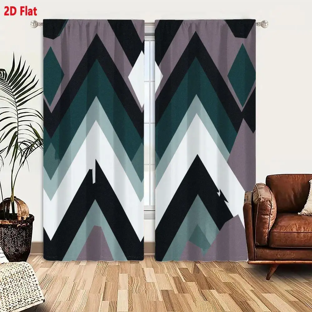 Zeitgenössische abstrakte geometrische Chevron-Vorhänge, 2 Stück, moderne Fensterpaneele, Wohnzimmer, Zickzack-Vorhang-Set, Heimdekoration, Inneneinrichtung
