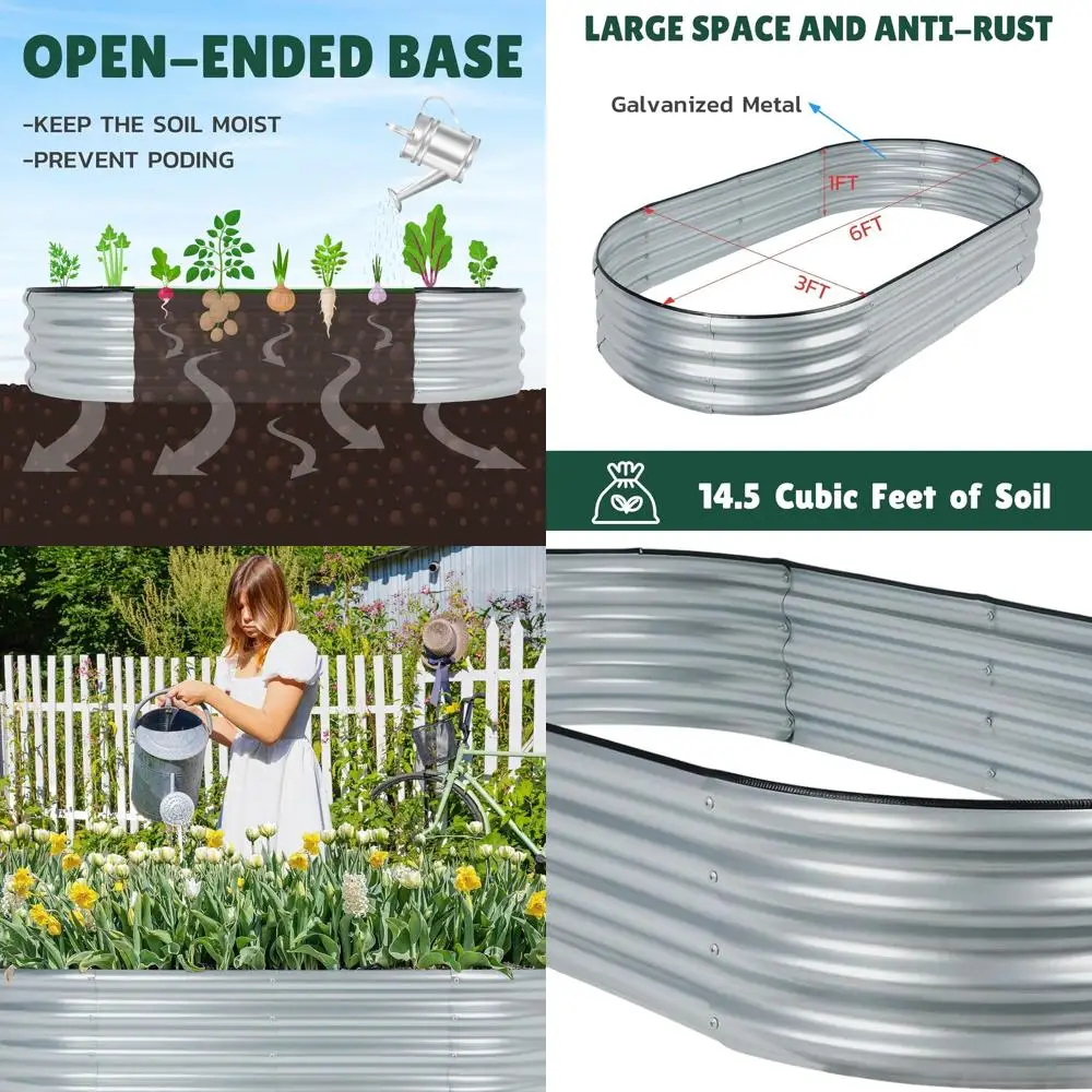 

Raised Garden Bed 6x3x1 ft, Galvanized Metal Planter Boxes for Outdoor Gardening, Ideal for Vegetables, Flowers, and Herbs