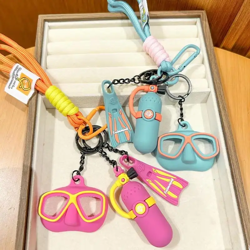 Kreatives Tauchausrüstungs-Schlüsselanhänger-Set mit Flossen und Maske, Sommer-Strand-Ozean-Stil Taschenanhänger für Meeresliebhaber, Souvenir – Detail 6