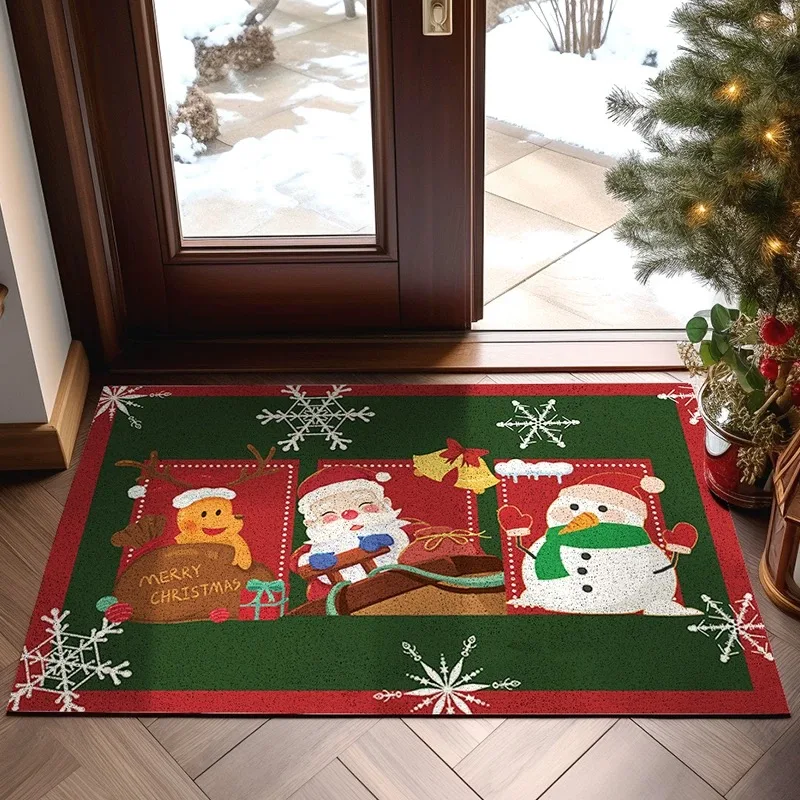

Christmas Welcome Entrance Doormat Anti-slip PVC Santa Claus Floor Mats for Entryway Porch Hallway Christmas Day Home Decoration