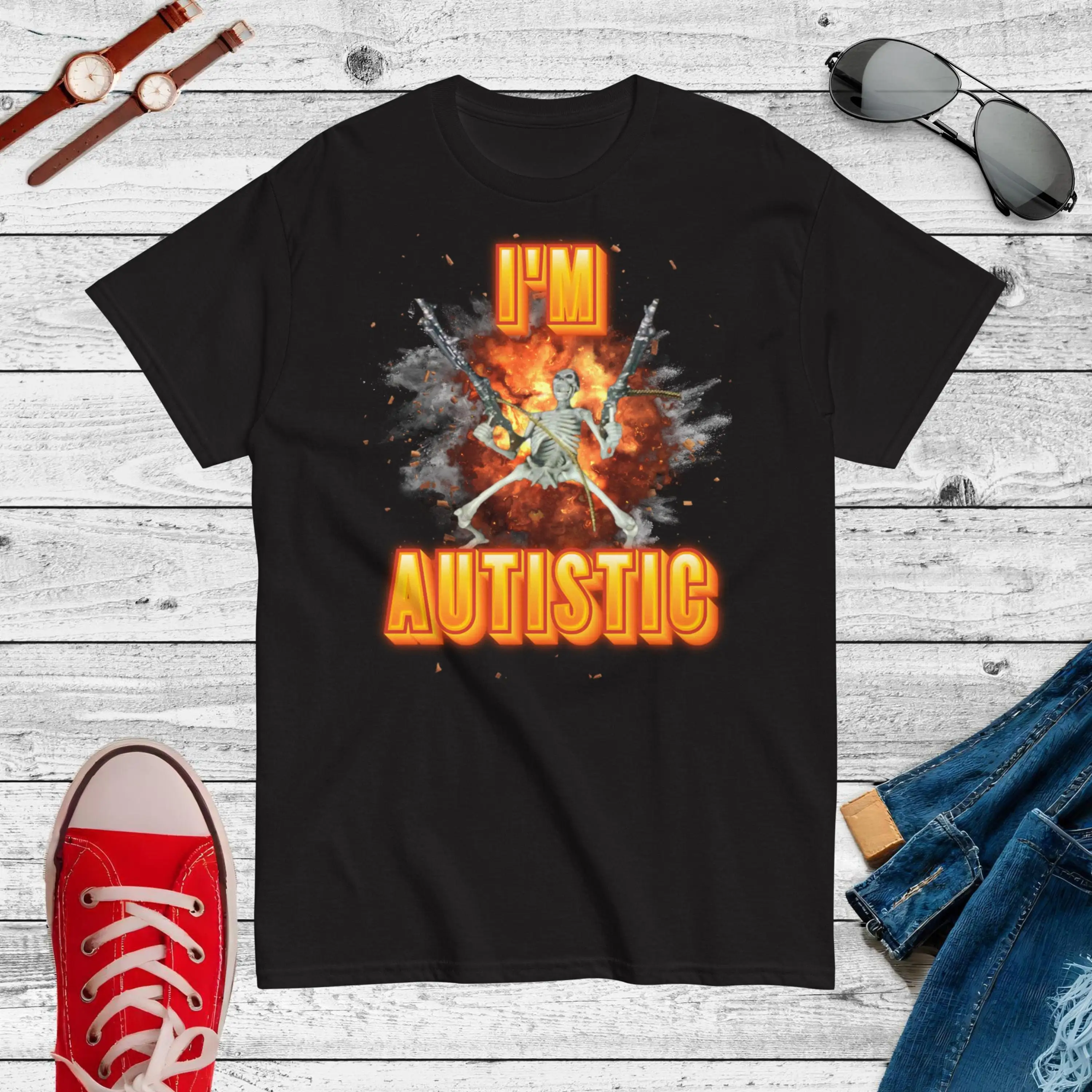 Футболка I m Autistic Funny Skeleton Edgy Meme Oddly Specific Offensive GIFT Cursed Inappropriate