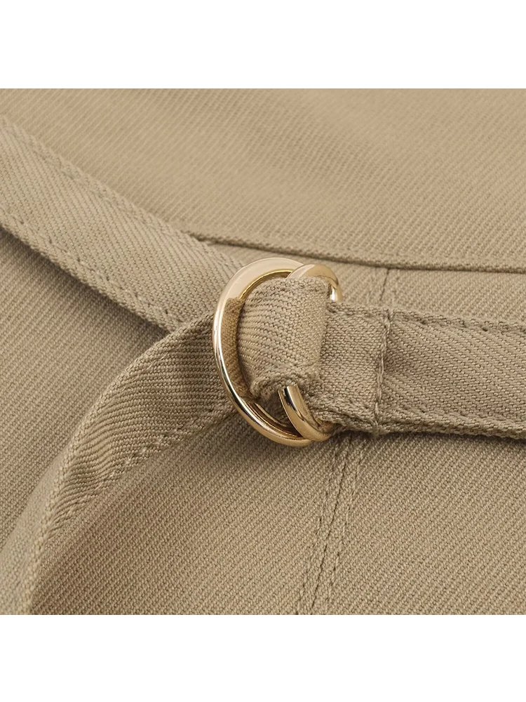 TFMLN Gonne corte stile safari da donna Cintura a vita alta Tasche cargo Pantaloncini Gonne Moda Gonne a trapezio Primavera Autunno Nuovo