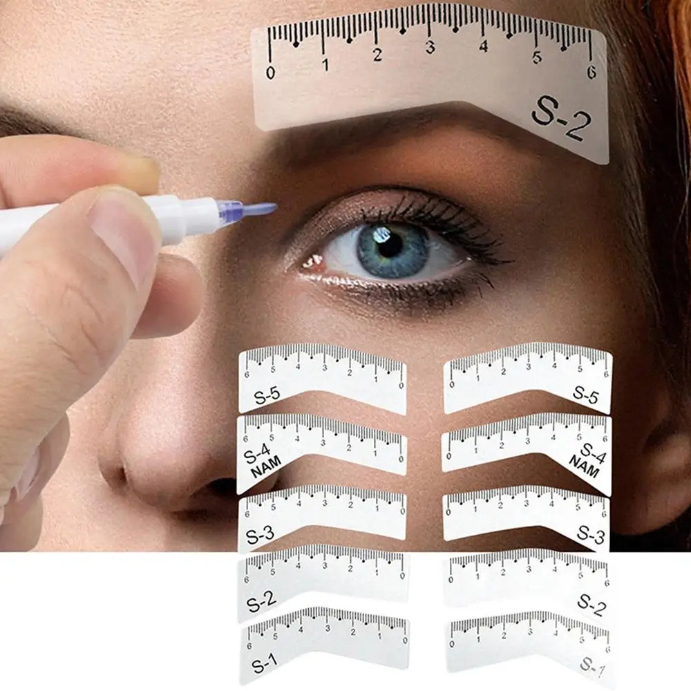 5 Pairs Vrouwen Herbruikbare Microblading Wenkbrauw Heerser DIY Eye Brow Tekening Gids Vormgeven Grooming Stencil Card Make Up Gereedschap