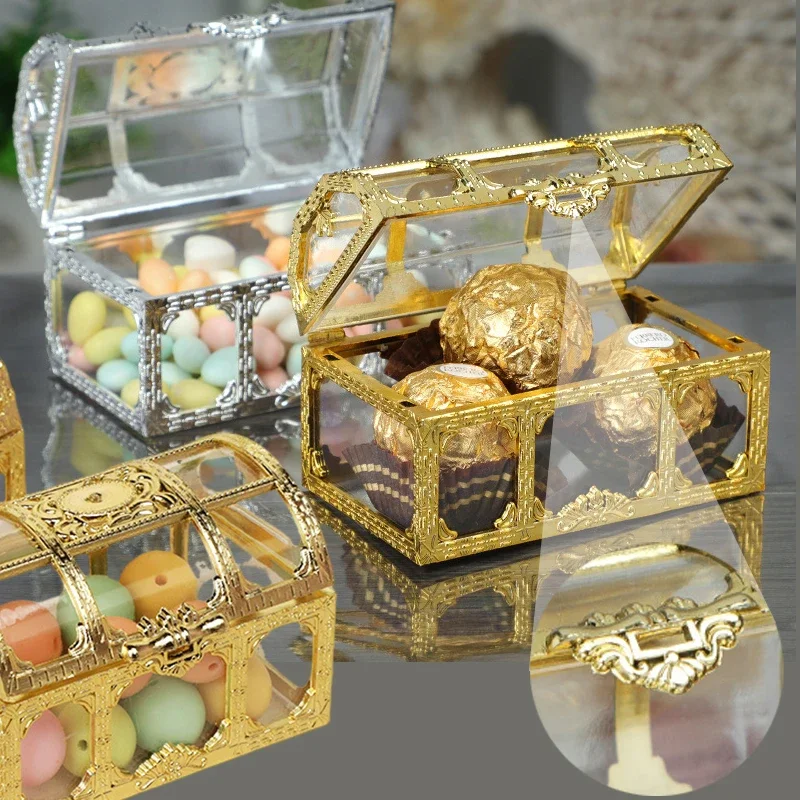 

New Pirate Transparent Pirate Treasure Storage Box Organizer Earrings Crystal Gem Jewelry Trinket Women Jewelry Display Case