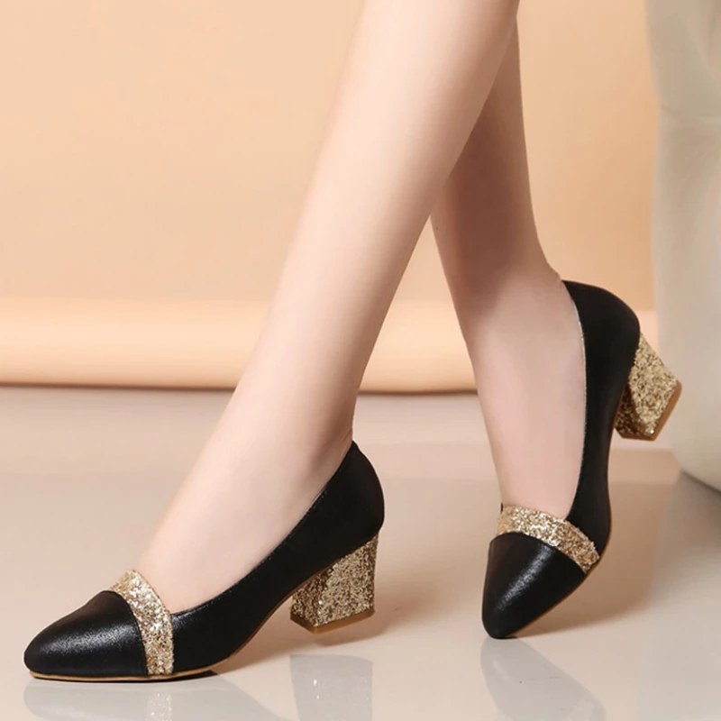 2022 Women Fashion Sweet High Quality Golden Slip on Pumps for Party Lady Classic Silver Shoes Zapato Tacon Alto Shallow Shoes