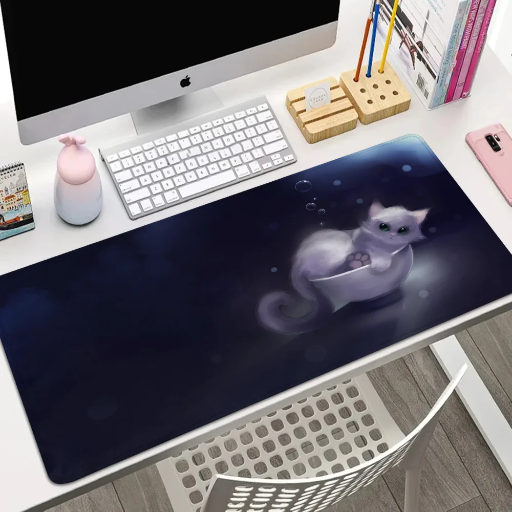 Watercolor Cartoon Cat Desk Accessories Office Pc Gaming Accessories Mause Pad Gaming Mat Anime Mouse Pad 900x400 Desktops Mats