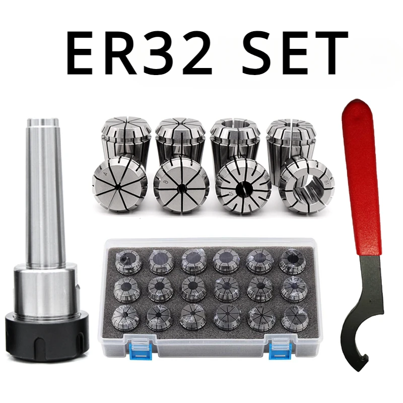 ER32 Spring Clamps 18/9PCS MTA/MT4 MT3 MT2 ER32 MTB  ER32 Wrench 1PCS Collet Chuck Morse Holder Cone for CNC Milling Lathe Tool