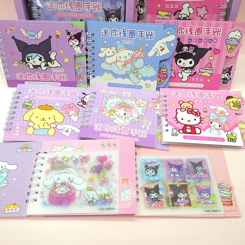 20/40pcs Sanrio Sticker Coil Book Hello Kitty Kuromi My Melody Diy Hand Account Decorative Scrapbook Stationery School Supplies