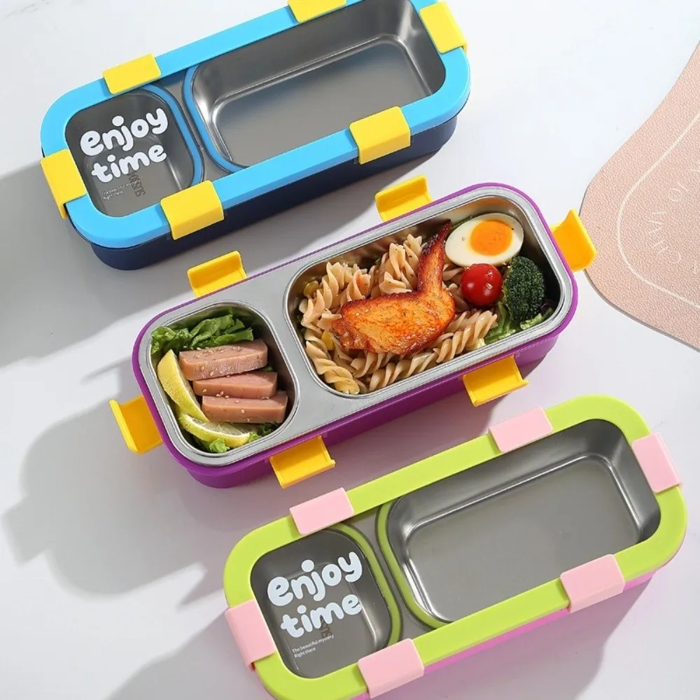 Rectangular Shape Stainless Steel Lunch Box Divided Compartments Leakproof Design Insulated Lunch Box Vacuum Insulated