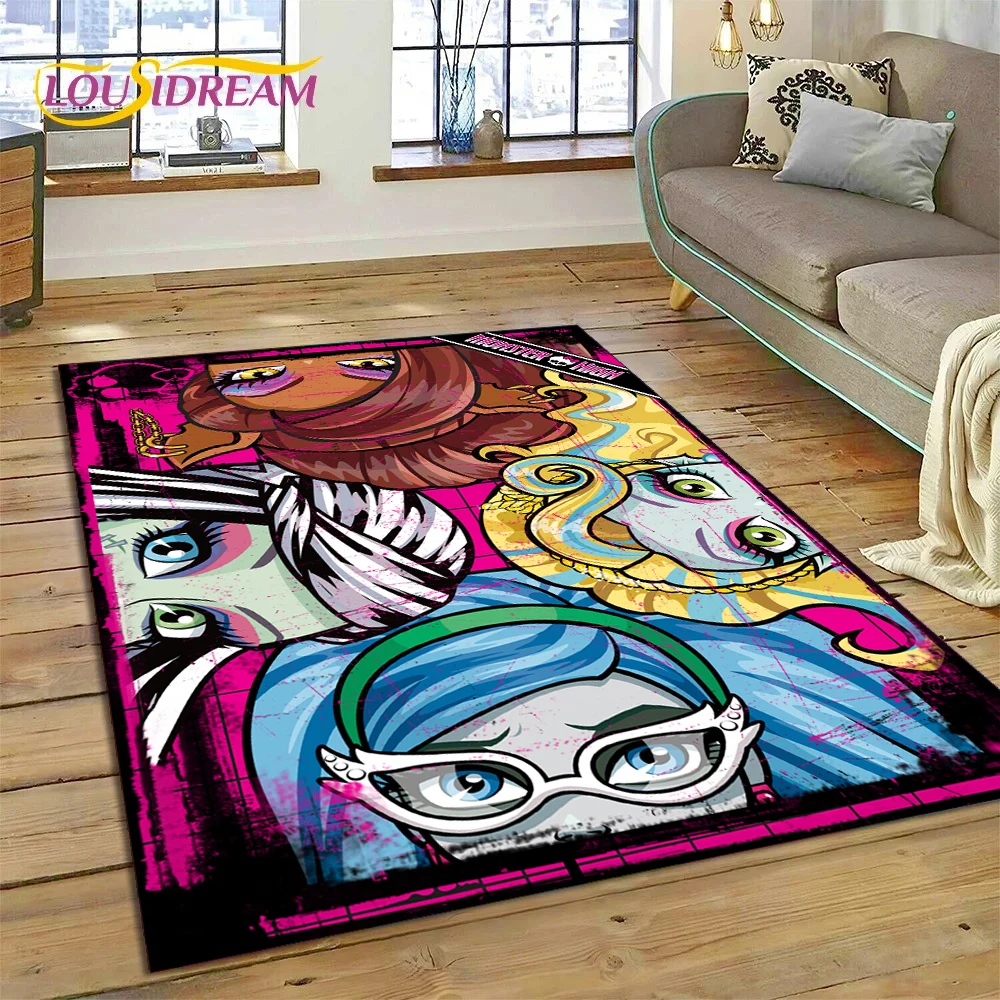 Monster High Draculaura Vampire Cartoon Carpet Rug for Home Living Room Bedroom Sofa Doormat Decor,Area Rug Non-slip Floor Mat