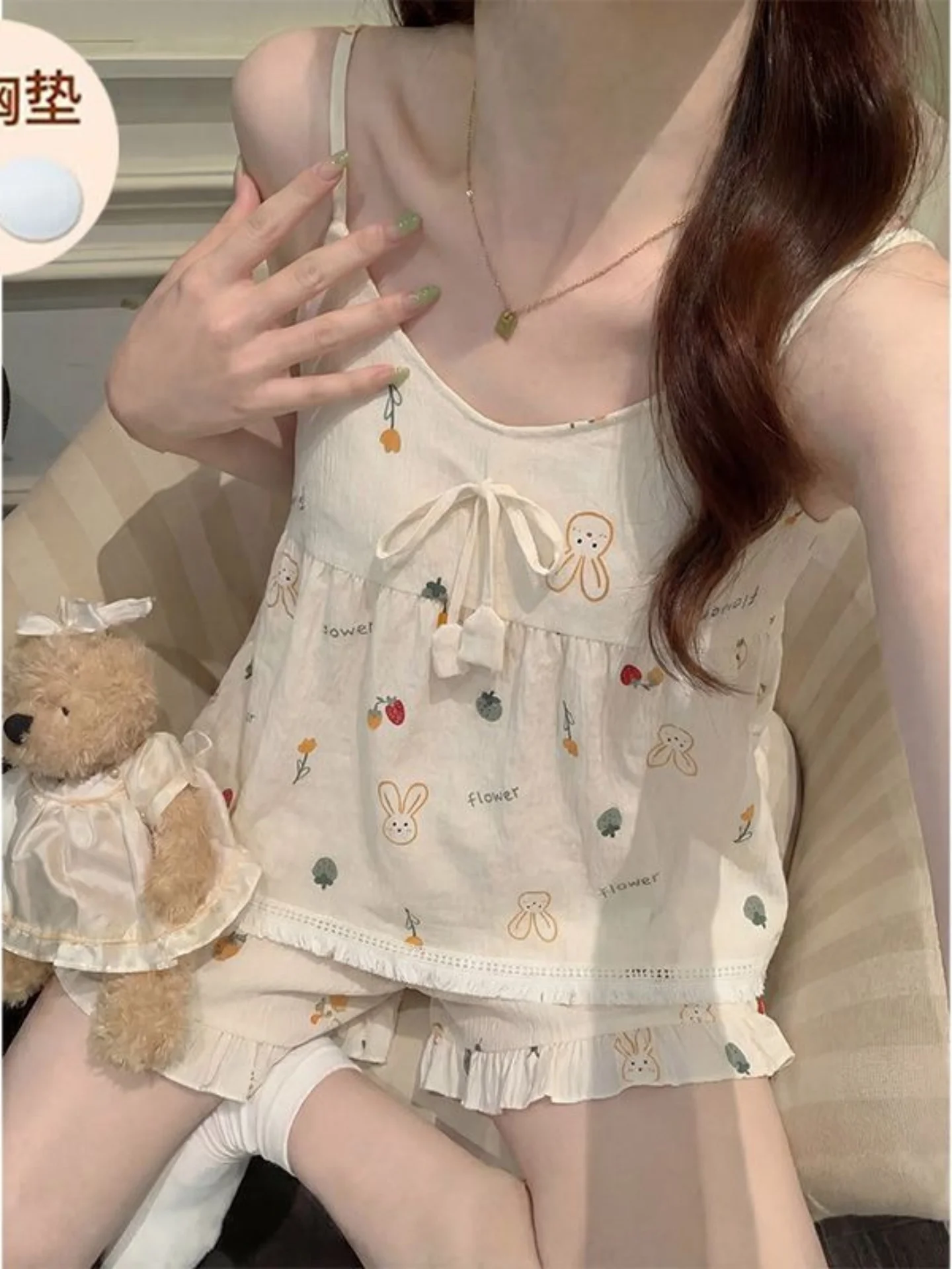 gpjp-ropa-de-dormir-con-estampado-floral-de-verano-para-mujer-pantalones-cortos-con-dibujos-de-conejos-ropa-para-el-hogar-cuello-en-v-sin-mangas-ajuste-suave-y-holgado