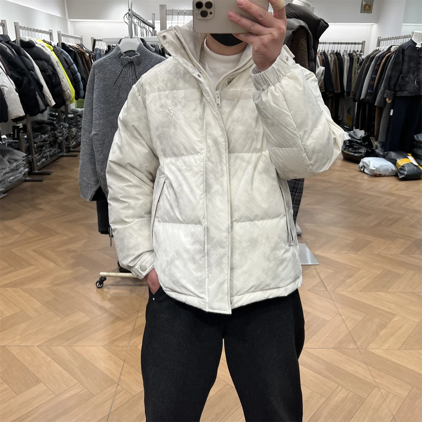 

Tie-Dye Letter Print Stand Collar Men's down Jaet Retro Sle Thiened Polyester Fiber Long Sve Zipper Closure