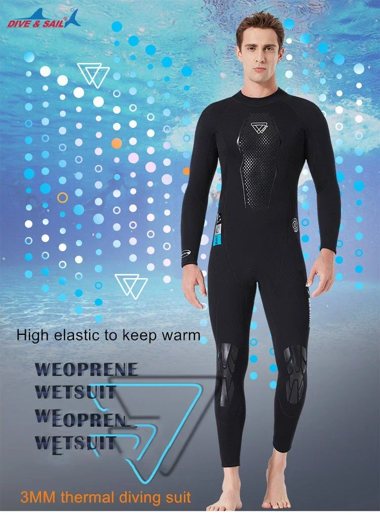 

Men 3MM neoprene diving wetsuit Men High Elastic Surfing Spearfishing WetSuits One Piece Full Body Diving Suit Jumpsuit