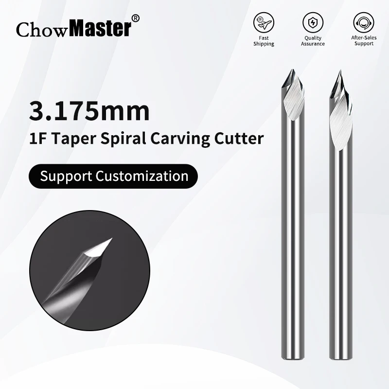 Chowmaster PCB Engraving Bit 3.175mm Shank V Shape Carving Bits 10-90 Degrees Carbide Router Bit Tipped 0.1mm 3D Milling Cutter