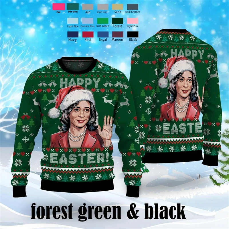 

Kamala Harris Ugly Christmas Sweater Happy Easter Madam President Men Women 3D Printed Sweatshirt Fashion Streetwear Pullovers