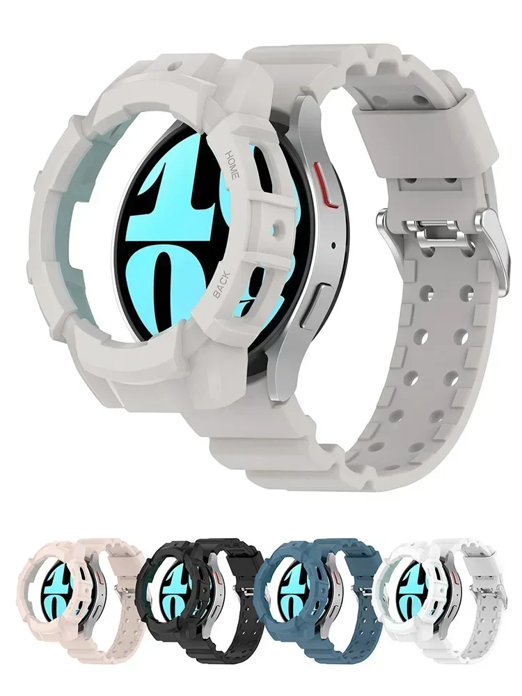 Rüstungshülle + Band für Samsung Galaxy Watch 6 5 40 mm 44 mm Sport-Silikon-Schutzhülle für Samsung Watch 5 Pro 45 mm Stoßstange