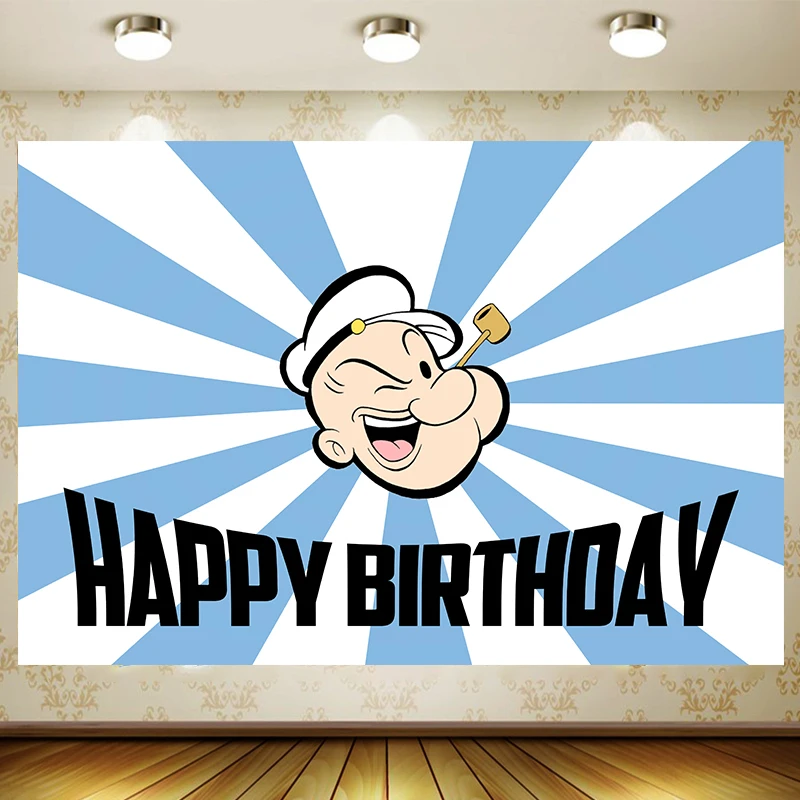 Popeye the Sailor Backdrop Boy Birthday Party Supplies Banner room Decoration Background Photography