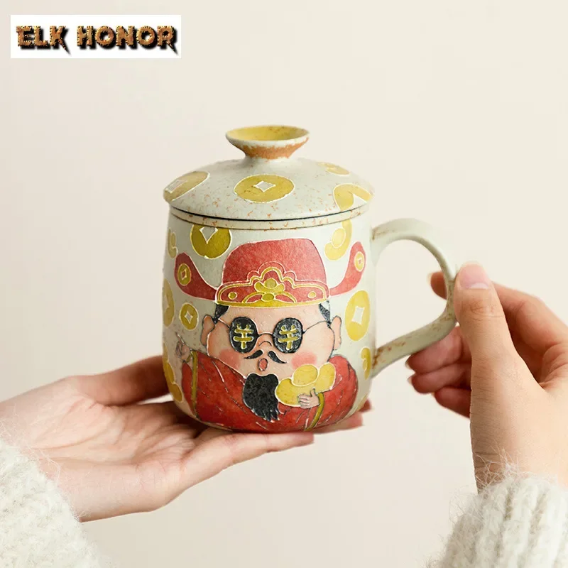 

430 мл God of Wealth Синий и Белый Крейн Красный Фильтр Чашка-сепаратор для чая Бутиковая чайная кружка с заварочным устройством Чайная чашка для заваривания офисной воды