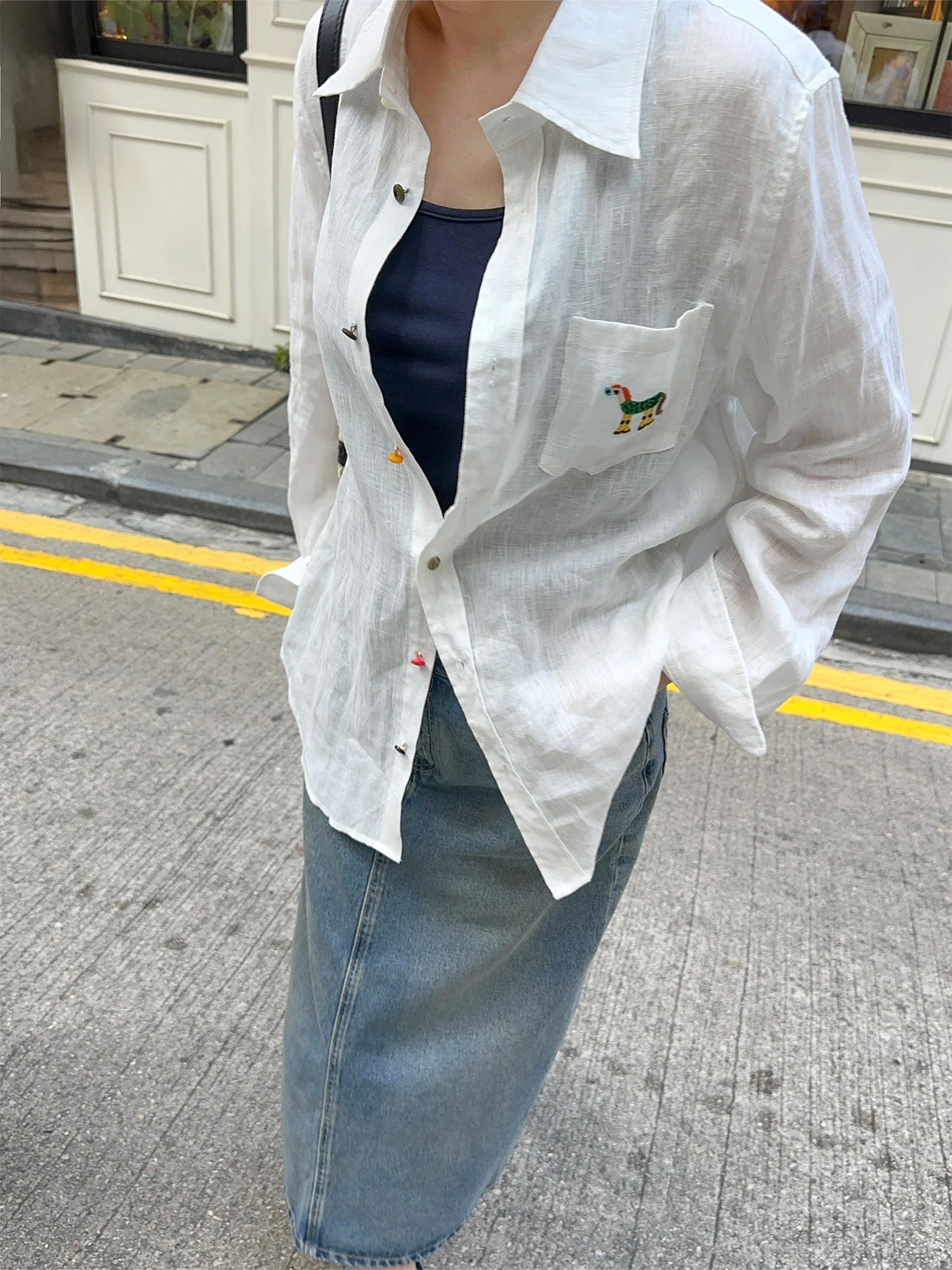 

White Linen Loose Women's Shirt Spring Summer New Style Breathable Comfortable Long Sleeve Button up Casual Fashion Top