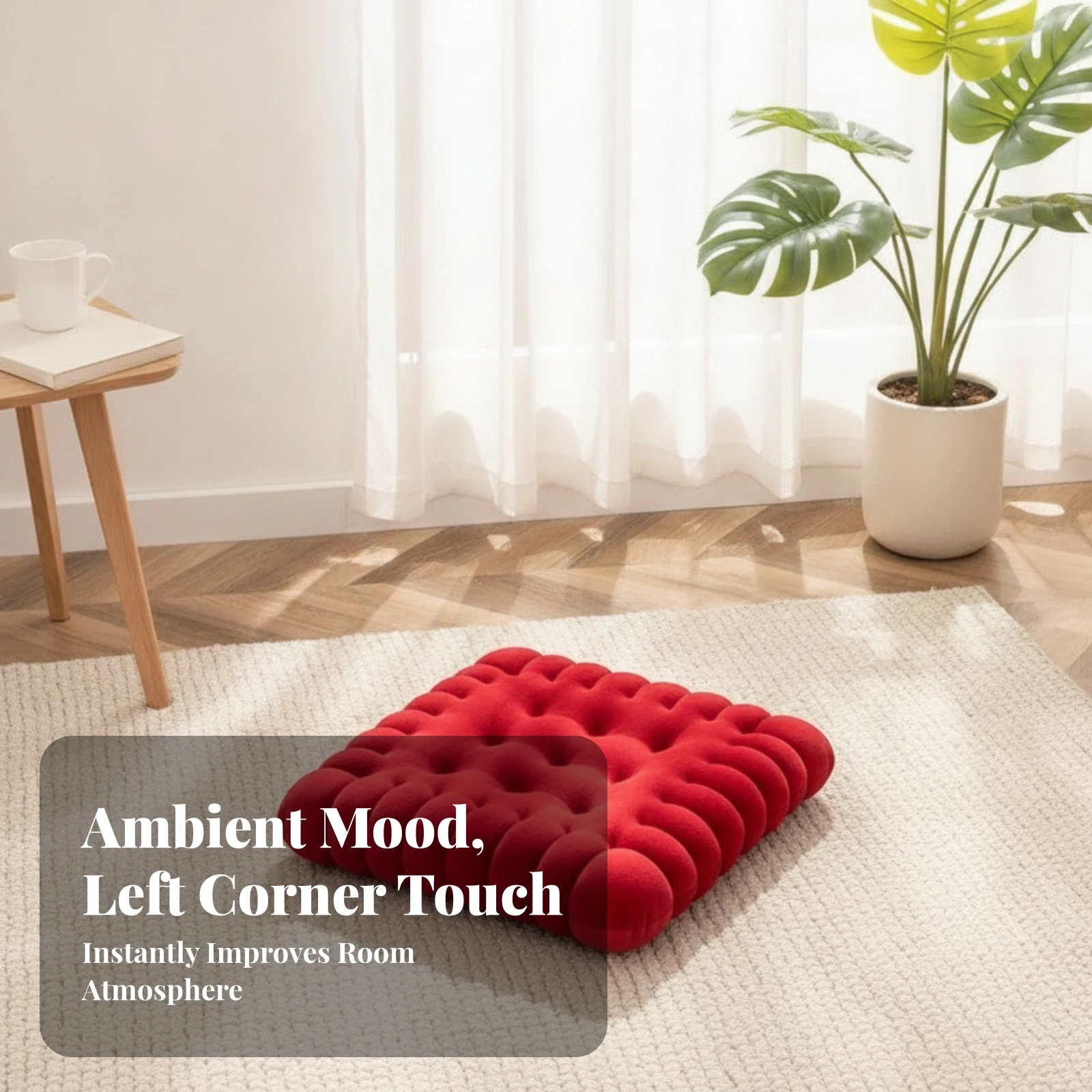 Square Seat Cushion Soft Furnishing Tufted Cushion Cushion Luxurious Square Floor Pillow Segmented Edge