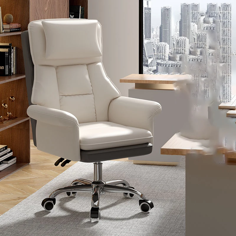 Sedia da ufficio ergonomica per il trucco cuscino bianco ruote per conferenze Relax poltrone mobili per ufficio Cadeira Presidente