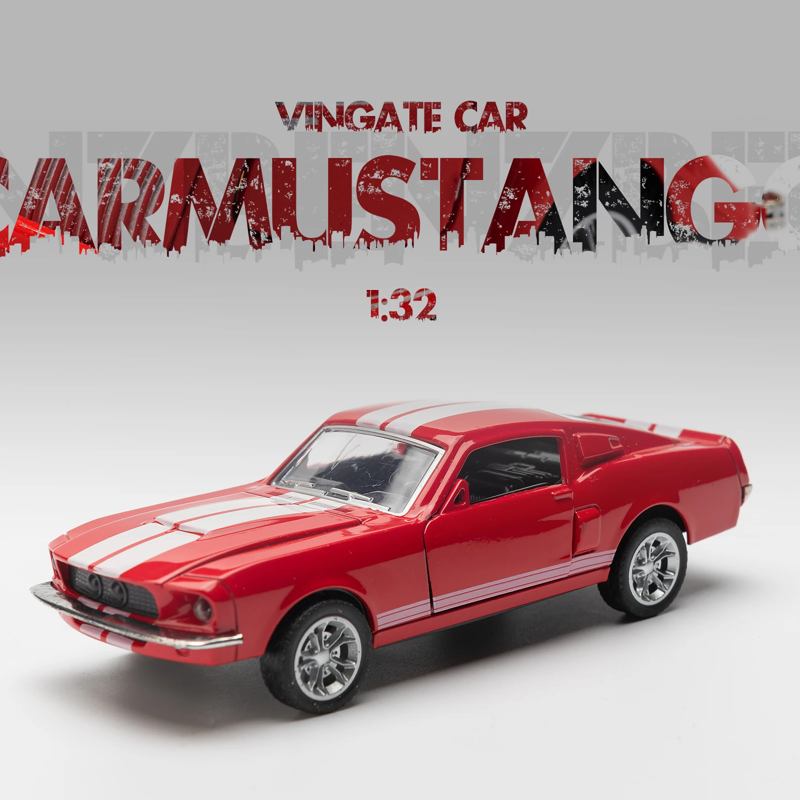 1:32 Alloy Diecast Mustang GT Classic Vintage Car Model Pull Back Car Miniature Vehicle Replica For Collection Gift for Kid