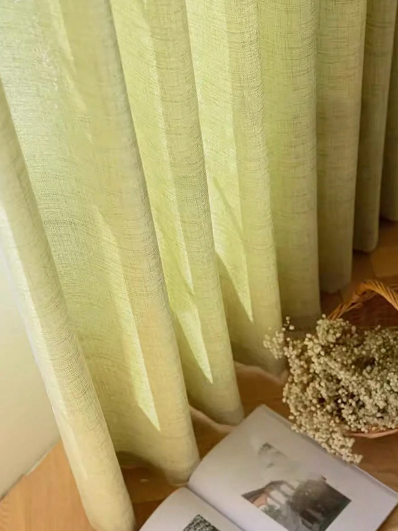 Green gauze curtains that are translucent and not transparent to people, light luxury, simple gauze curtains, and window screens