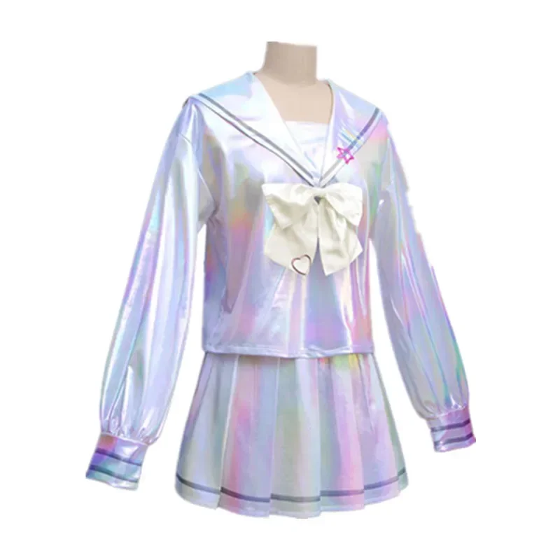 Game NEEDY GIRL OVERDOSE KAngel Cosplay Costume Lolita Girls Beautiful Laser JK Sailor Suit School Uniform Long Sleeve Drop Ship