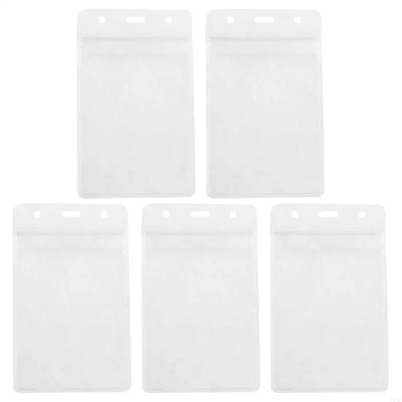 

X7XC 5Pcs Name Badge Holder Vertical Transparent Card Holder for Women Men