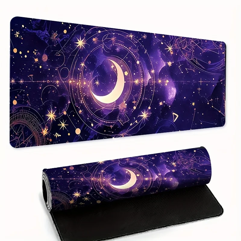 보라색 별이 빛나는 하늘 만화 디자인 마우스 패드 대형 고무 미끄럼 방지 책상 액세서리 사무실 및 게이머 키보드 장식 매트용 마우스 패드