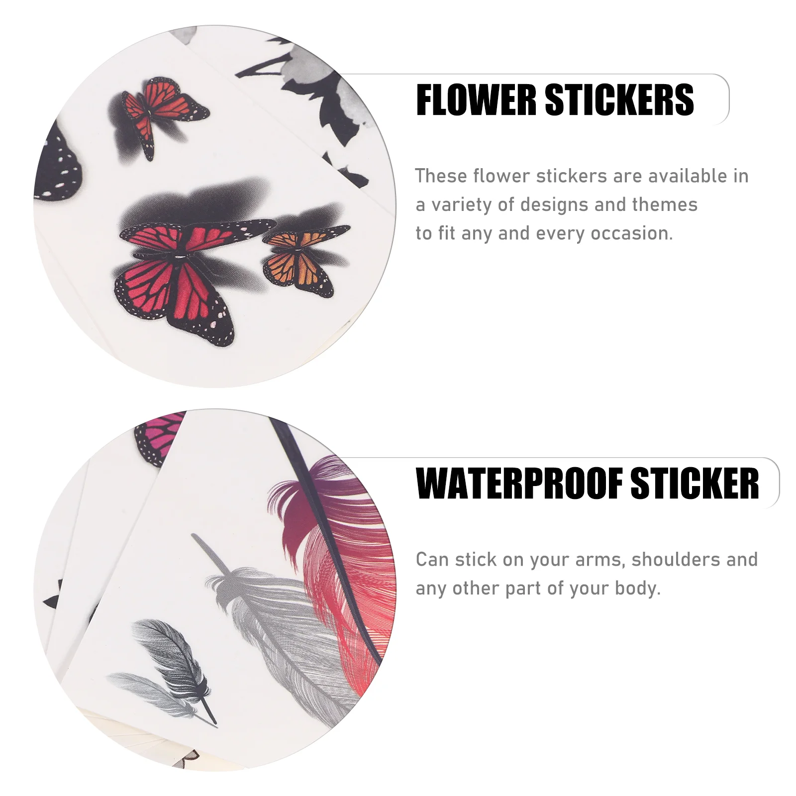 8 Sheets Flower Bouquet Stickers Temperary Tattoos Temporary for Adults Waterproof Lasting Man