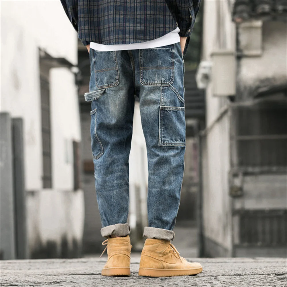 Men's Jeans Pants Casual Vintage Baggy Clothing Straight Leg Trousers Korean Fashion Man Streetwear Pop Harajuku Oversize Pants