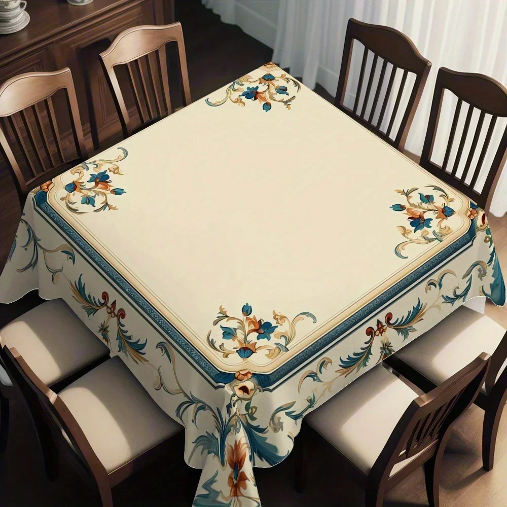 JIT1PC Retro Art Pattern Flower Square Tablecloth Suitable for Home Kitchen, Dining Party, Terraceyzb