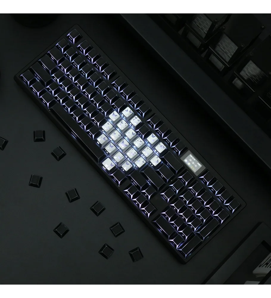 Folded light transmission keyboard keycap 129 keys pbt personalized customization advanced sense side engraving 61/68/87/98/108