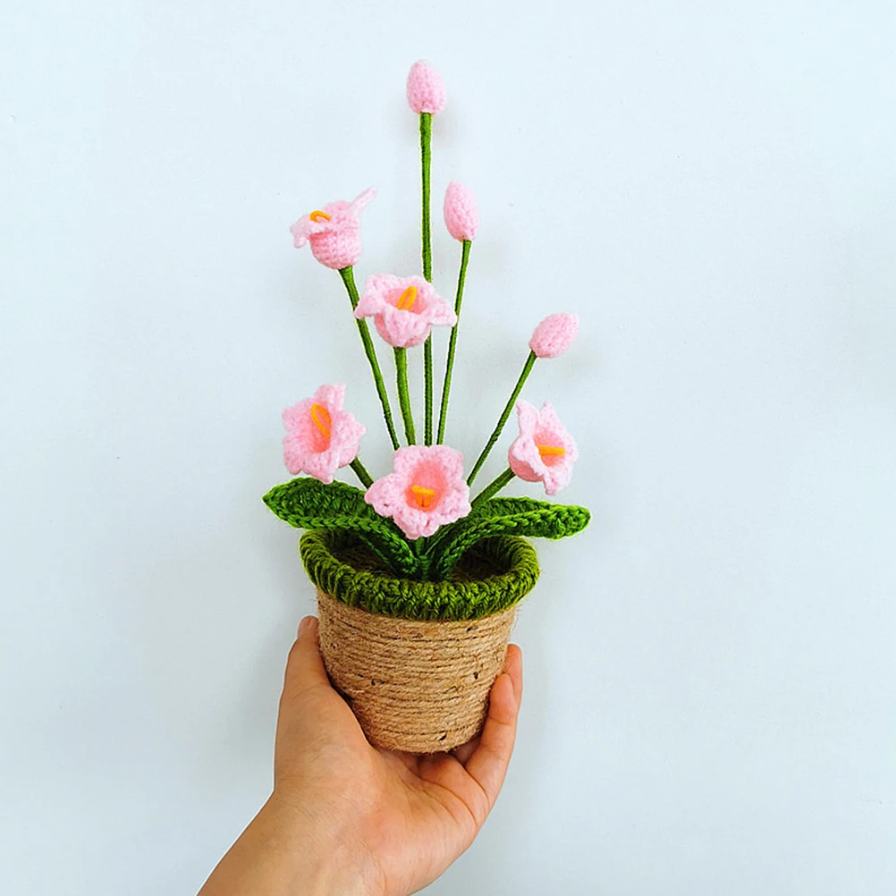 

Simulation Flowerpot naments Eco Friendly Indoor Plants Decor Lightweight Portable Garden Decor Knitting Plant nament